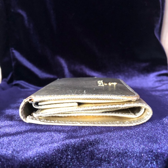 VERY RARE!! Prada gold metallic leather wallet! Would be great on chain! - Picture 4 of 16